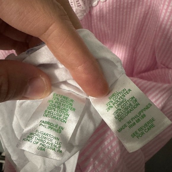 🔥Lilly Pulitzer Britt Seersucker Striped Halter Lace Dress Havana Pink - Picture 10 of 10